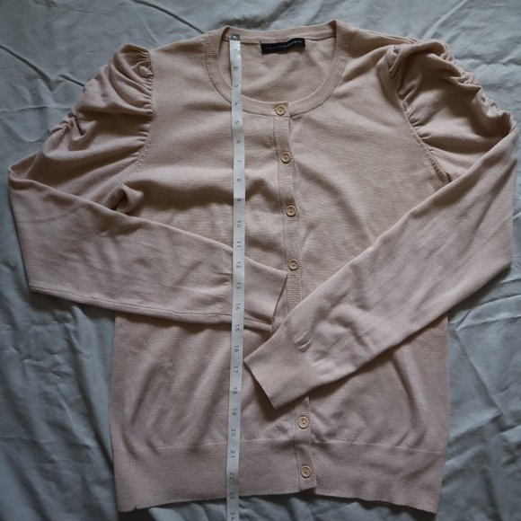 GRACE ELEMENTS Puff Sleeve Cardigan Cream Small - Picture 7 of 9